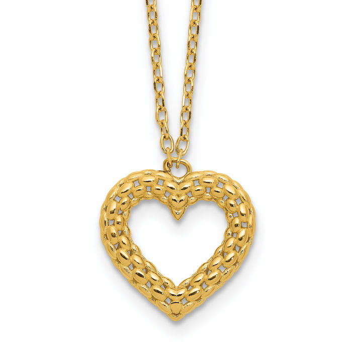 Heart Shape top Necklace 14K Yellow Gold 18 Inch