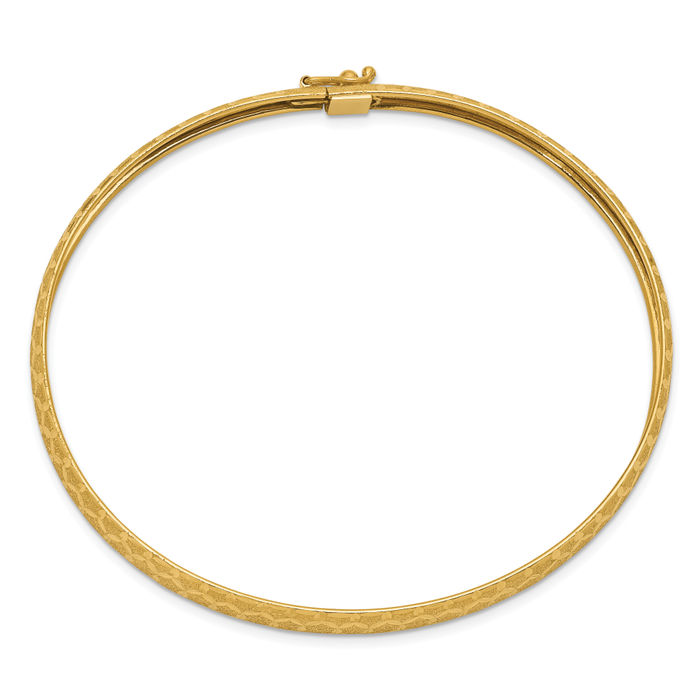 14K Solid Yellow Gold Hexagonal Flexible Bangle Bracelet - Picture 10 of 12