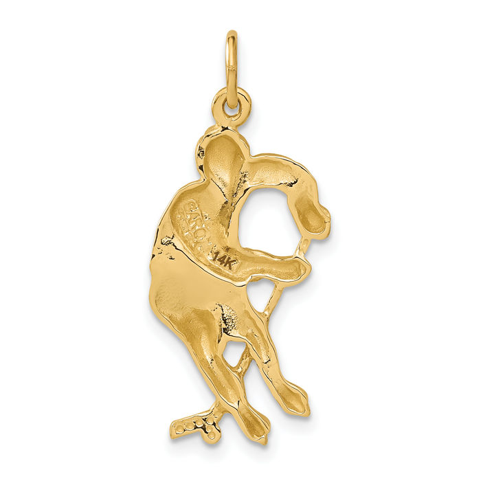 14K Solid Yellow Gold Hockey Goalie Stick Puck Glove Player Necklace Charm Sports Pendant