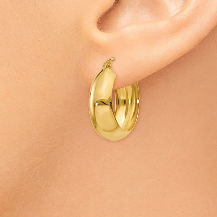 14K Solid Yellow Gold Medium Hoop Earrings