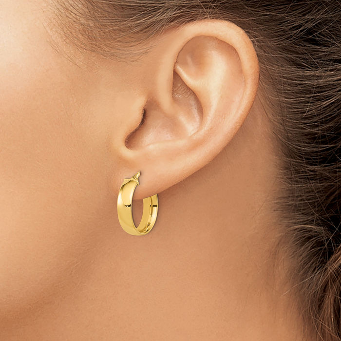 14K Solid Yellow Gold Medium Hoop Earrings
