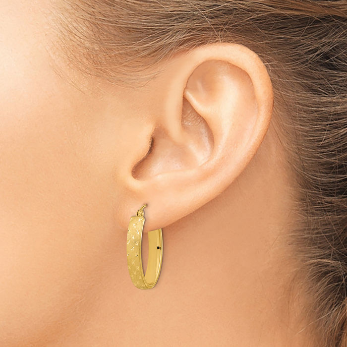 14K Solid Yellow Gold Medium Hoop Earrings