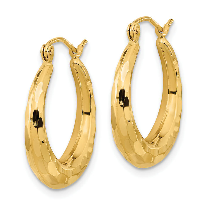 14K Solid Yellow Gold Medium Hoop Earrings