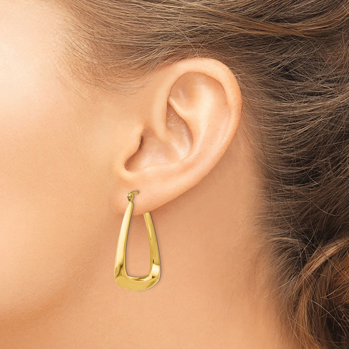 14K Solid Yellow Gold Medium Hoop Earrings