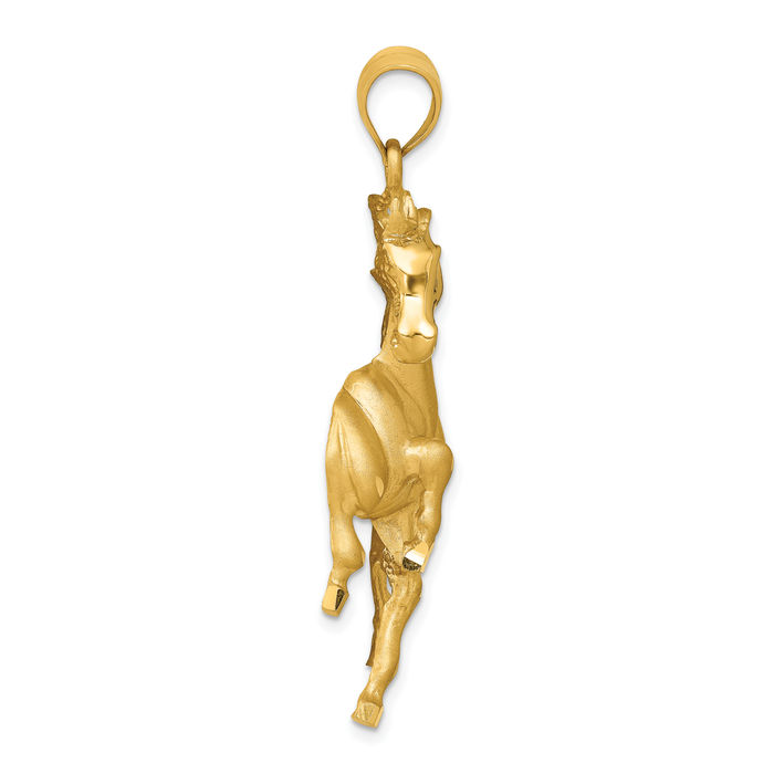 14K Solid Yellow Gold Horse Head Necklace Animal Lover Pendant Equestrian Charm