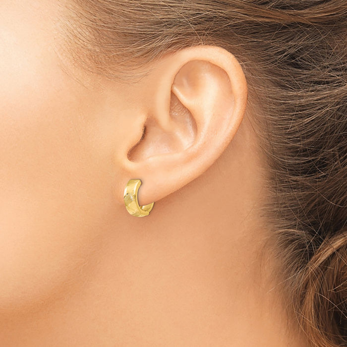 14K Solid Yellow Gold Huggie Small Hoop Earrings