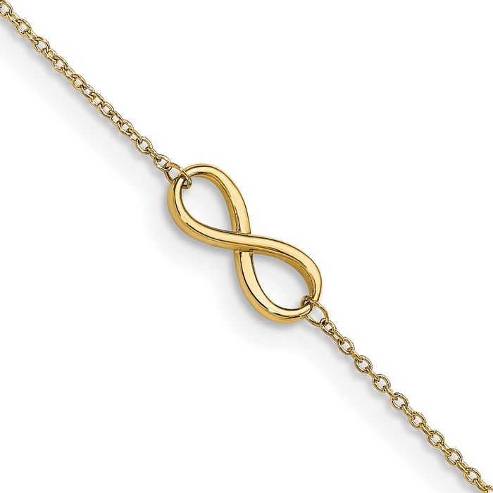 14K Solid Yellow Gold Infinity Twisted Love Knot Symbol Anklet Summer Beach Foot Ankle Bracelet