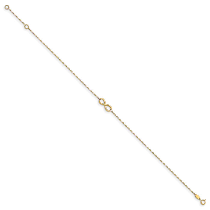 14K Solid Yellow Gold Infinity Twisted Love Knot Symbol Anklet Summer Beach Foot Ankle Bracelet