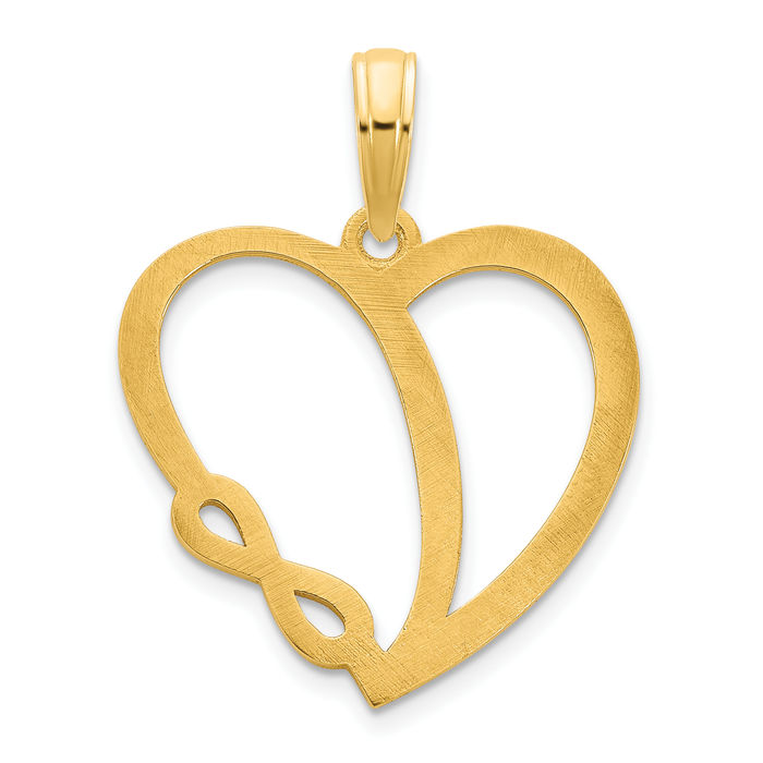 14K Solid Yellow Gold Infinity Twisted Love Knot Symbol Heart Necklace Chain Pendant Charm