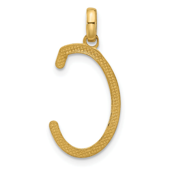 14K Solid Yellow Gold Initial C Necklace Chain Pendant Charm