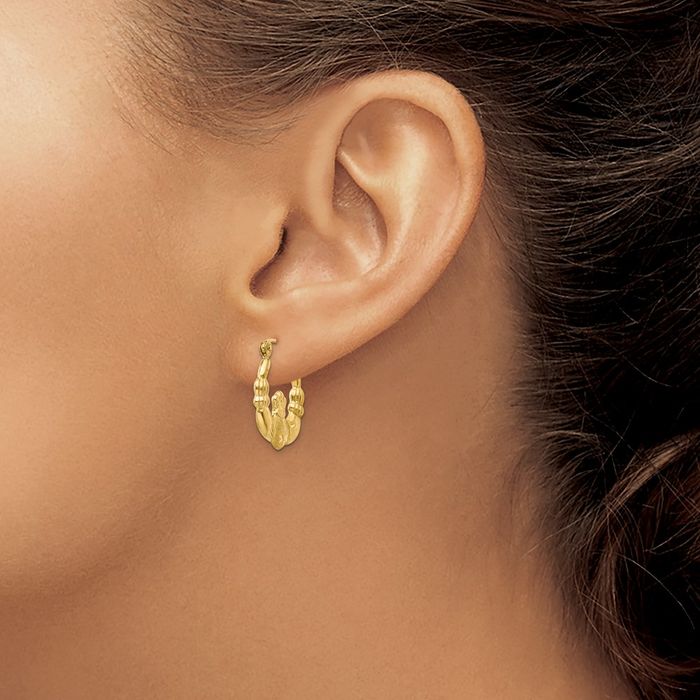 14K Solid Yellow Gold Heart Irish Claddagh Celtic Small Hoop Earrings Jewelry