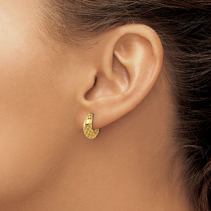14K Solid Yellow Gold J Hoop Earrings