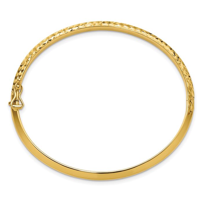 14K Solid Yellow Gold Knife Edge Bangle Bracelet