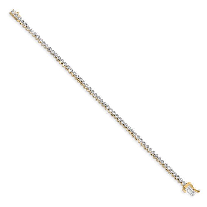 14K Solid Yellow Gold Lab Diamond Tennis Bracelet