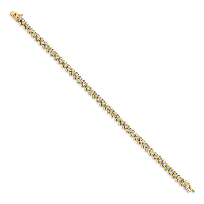 14K Solid Yellow Gold Lab Diamond Tennis Bracelet