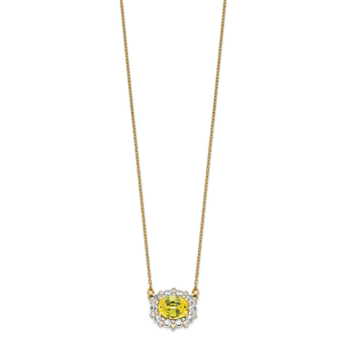 14K Solid Yellow Gold Lab Diamond Sapphire Chain Necklace Gemstone Pendant Charm