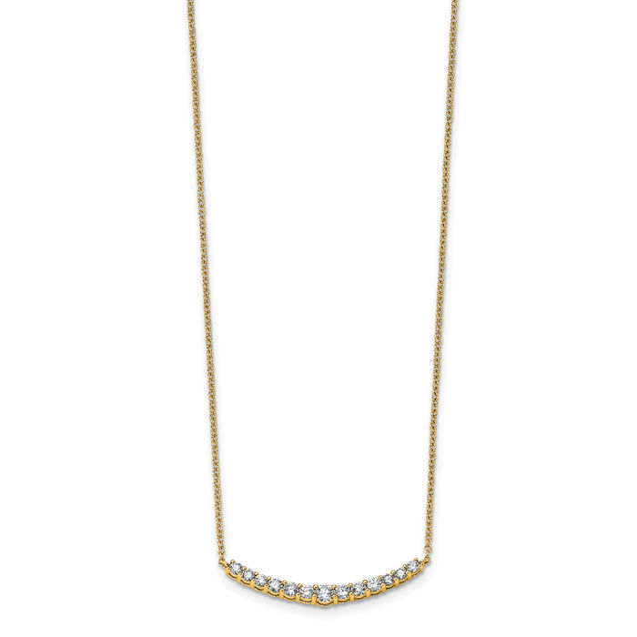 14K Solid Yellow Gold Lab Diamond Bar Necklace Chain