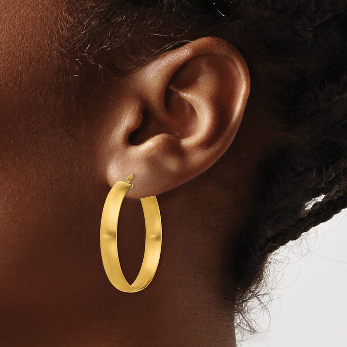 14K Solid Yellow Gold 5mm Round Medium Hoop Earrings