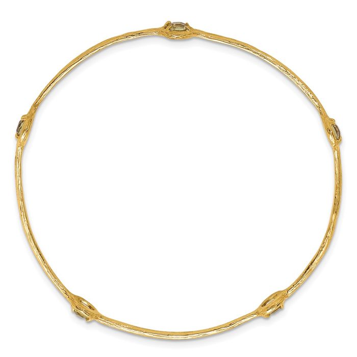 14K Solid Yellow Gold Lemon Topaz Slip On Gemstone Bangle Bracelet