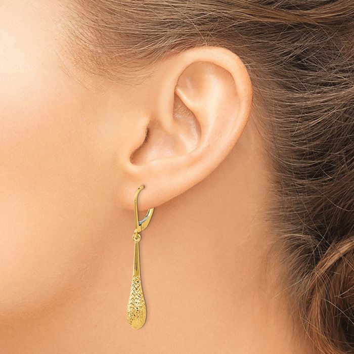 14K Solid Yellow Gold Drop Dangle Earrings