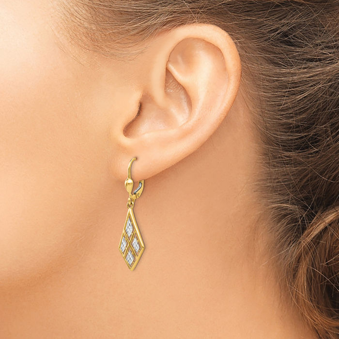 14K Solid Yellow Gold Drop Dangle Earrings