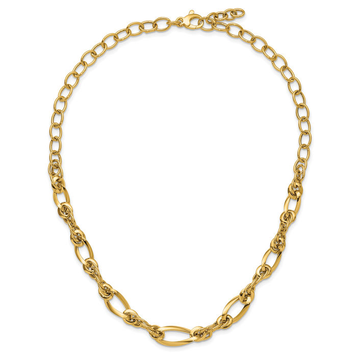 14K Solid Yellow Gold Link Chain Necklace