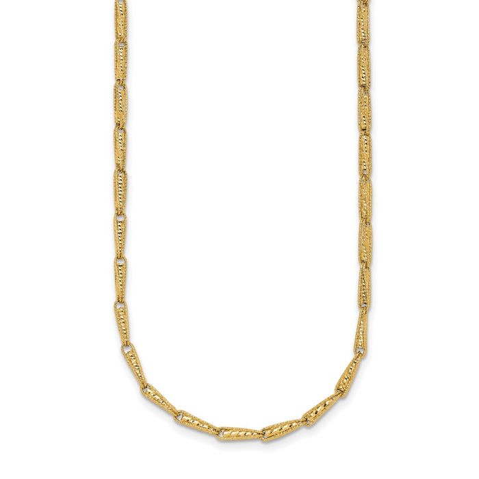 14K Solid Yellow Gold Link Necklace Chain