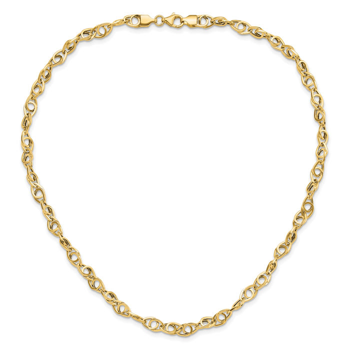 14K Solid Yellow Gold Link Necklace Chain