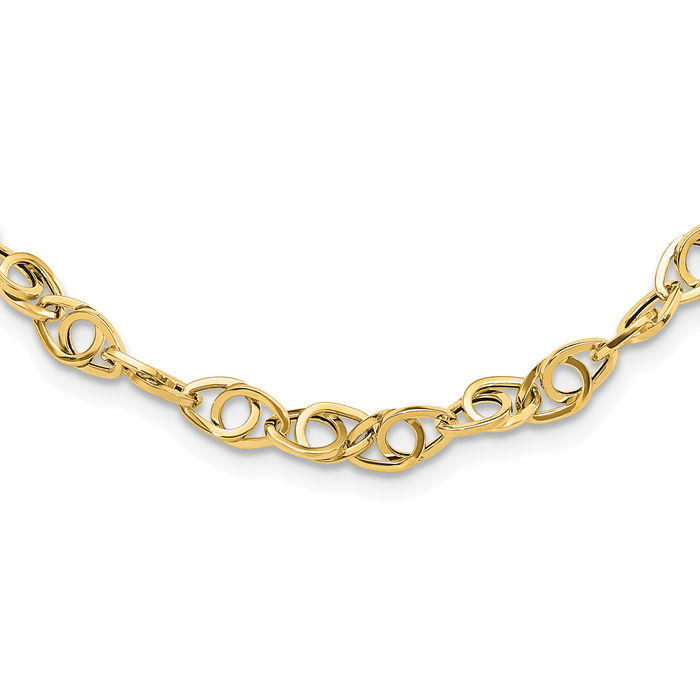 14K Solid Yellow Gold Link Necklace Chain