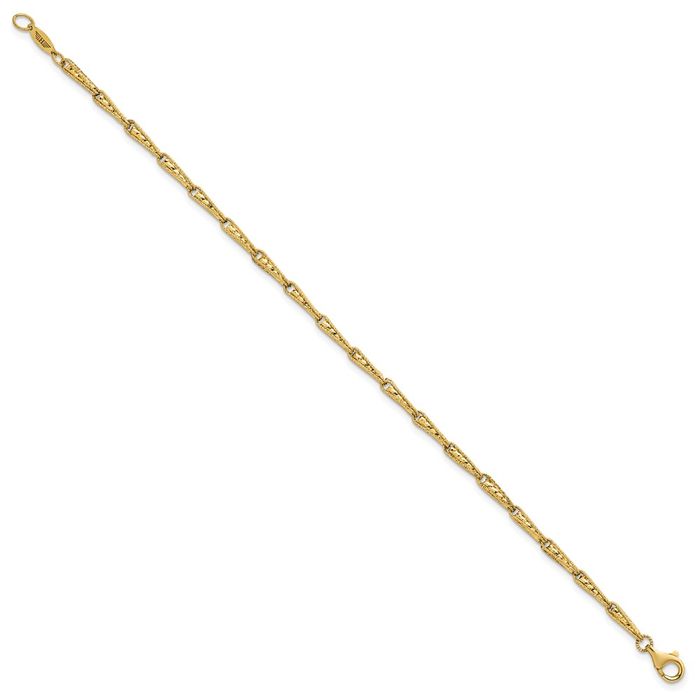 14K Solid Yellow Gold Link Chain Bracelet