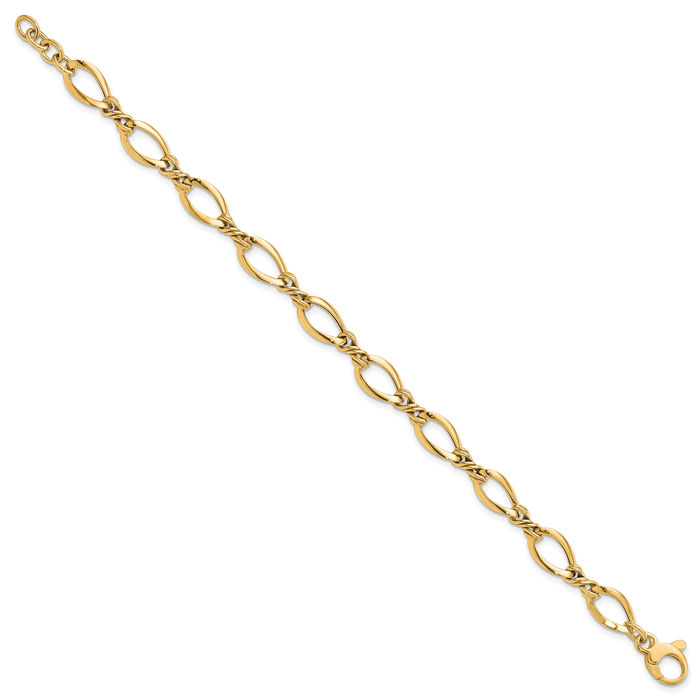 14K Solid Yellow Gold Link Chain Bracelet