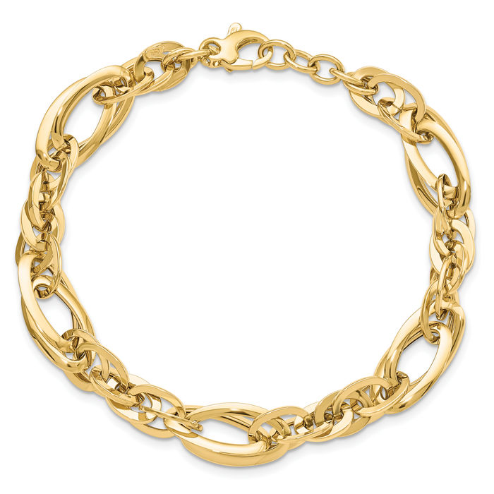 14K Solid Yellow Gold Link Chain Bracelet - Picture 9 of 12