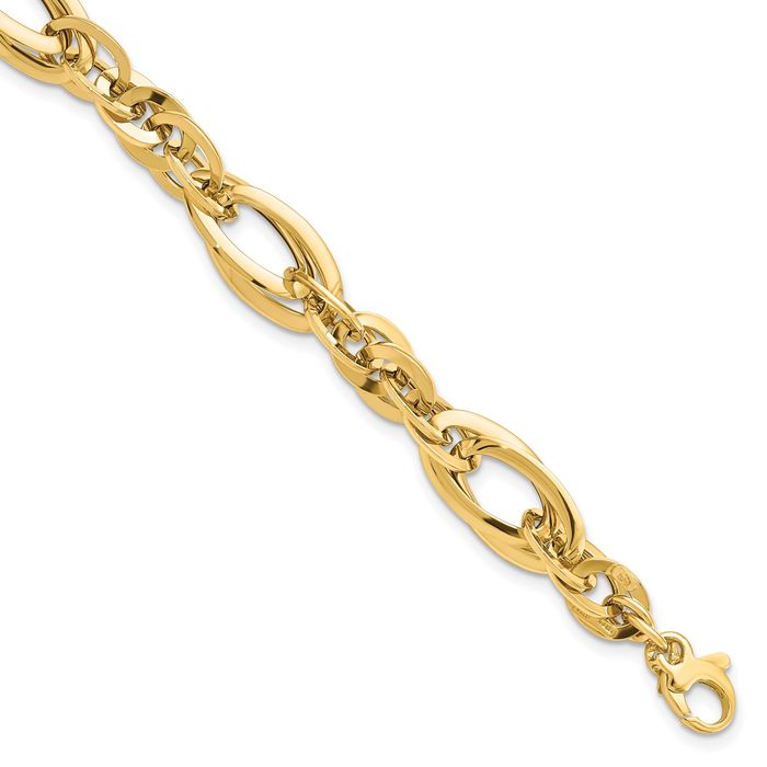 14K Solid Yellow Gold Link Chain Bracelet - Picture 10 of 12