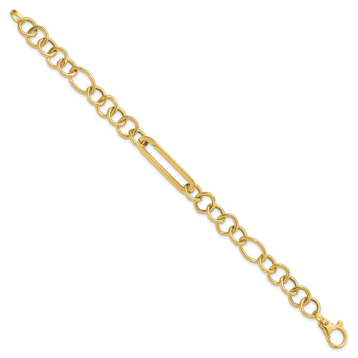 14K Solid Yellow Gold Link Chain Bracelet