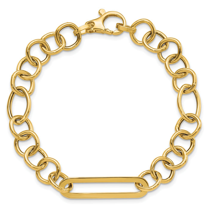 14K Solid Yellow Gold Link Chain Bracelet