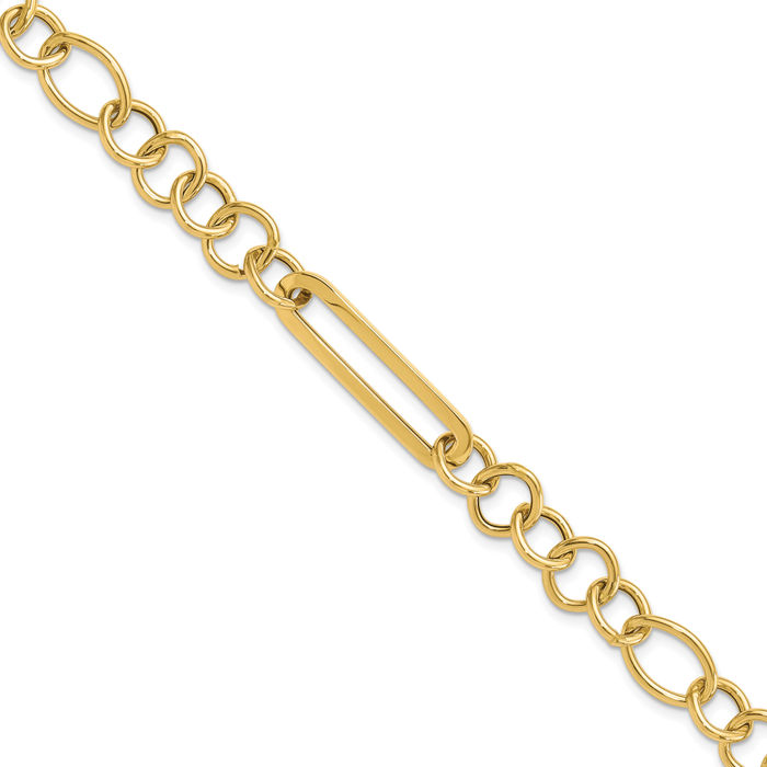 14K Solid Yellow Gold Link Chain Bracelet