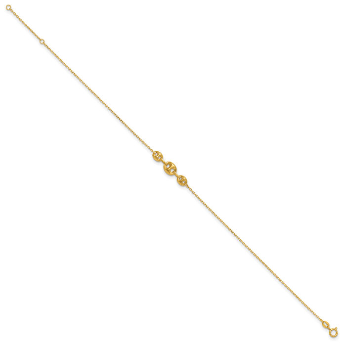 14K Solid Yellow Gold Link Anklet Summer Beach Foot Ankle Bracelet