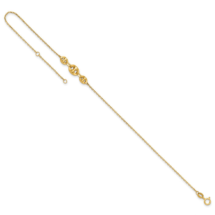 14K Solid Yellow Gold Link Anklet Summer Beach Foot Ankle Bracelet