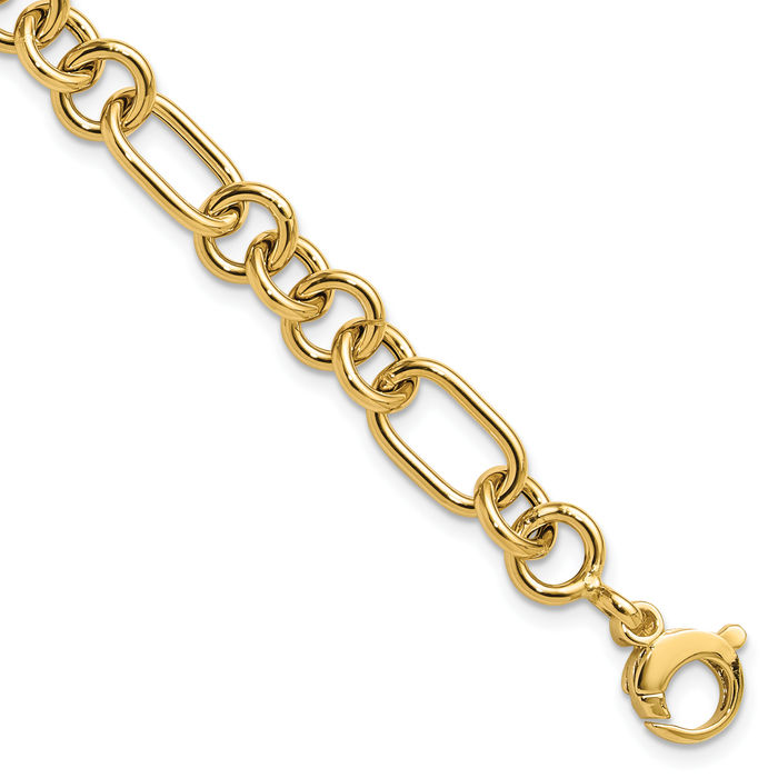 14K Solid Yellow Gold Link Chain Bracelet