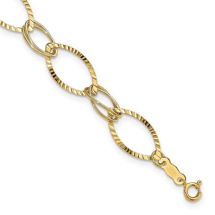 14K Solid Yellow Gold Link Chain Bracelet - Picture 9 of 12