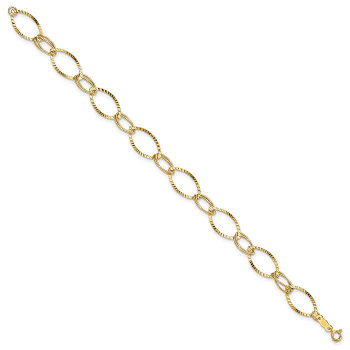 14K Solid Yellow Gold Link Chain Bracelet - Picture 10 of 12