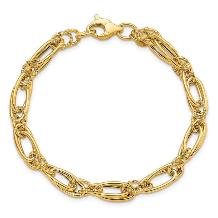 14K Solid Yellow Gold Link Chain Bracelet