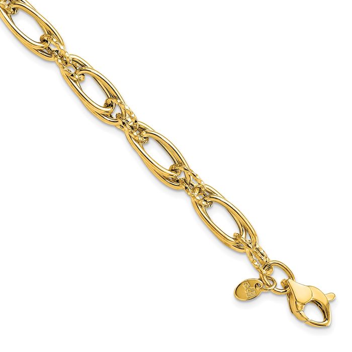 14K Solid Yellow Gold Link Chain Bracelet