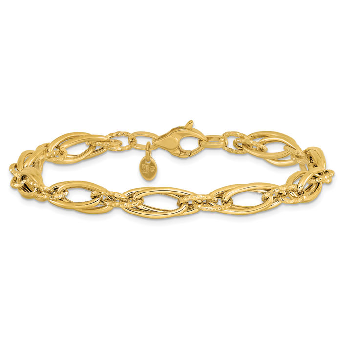 14K Solid Yellow Gold Link Chain Bracelet