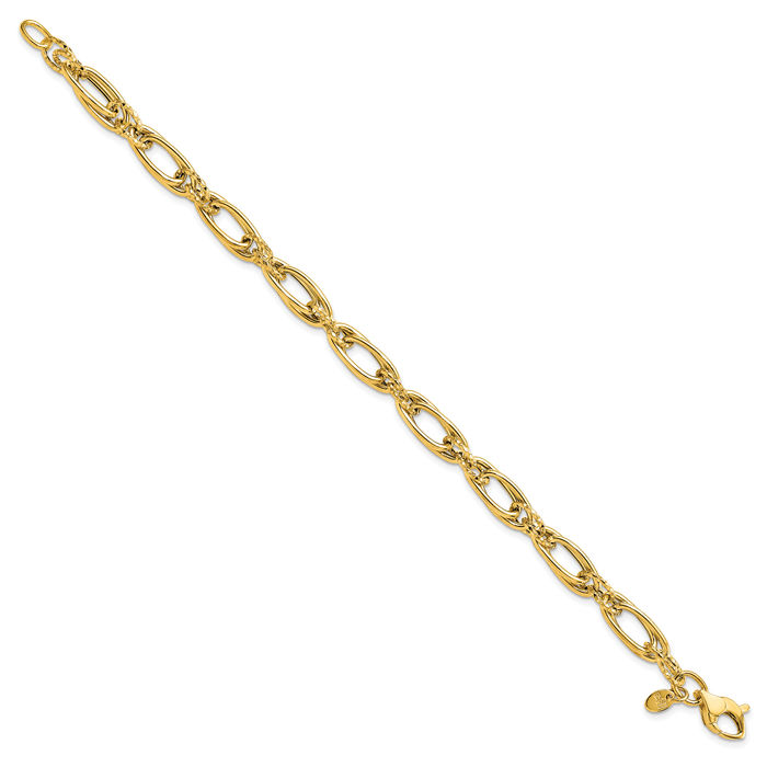 14K Solid Yellow Gold Link Chain Bracelet