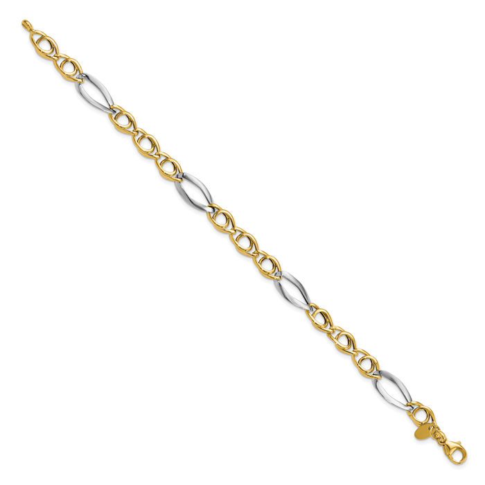 14K Solid Yellow Gold Link Chain Bracelet