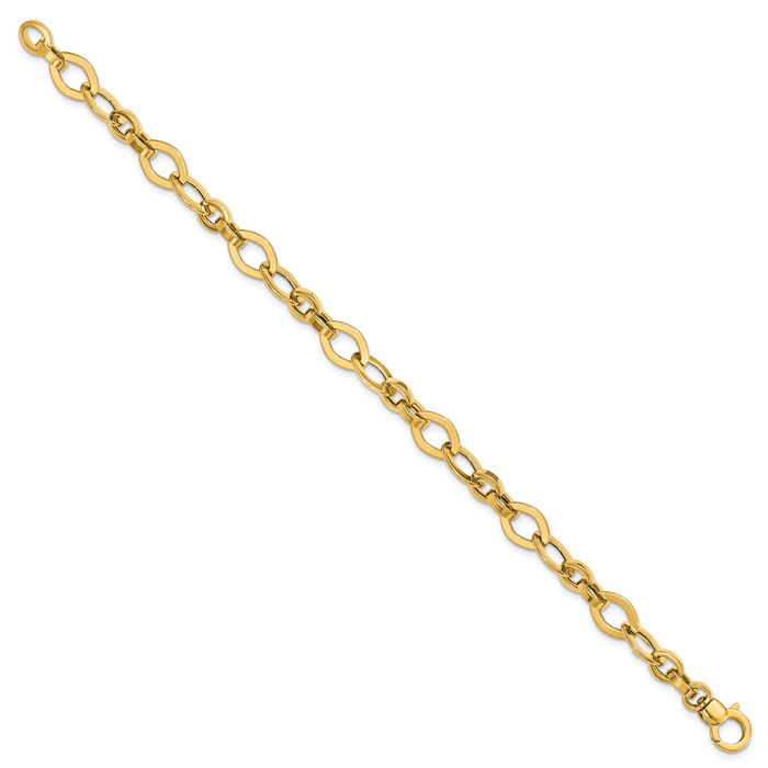 14K Solid Yellow Gold Link Chain Bracelet