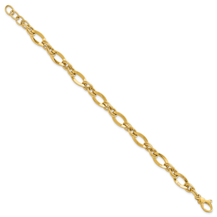 14K Solid Yellow Gold Link Chain Bracelet