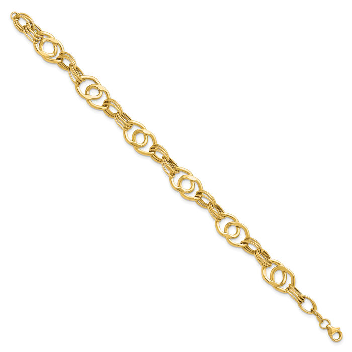 14K Solid Yellow Gold Link Chain Bracelet