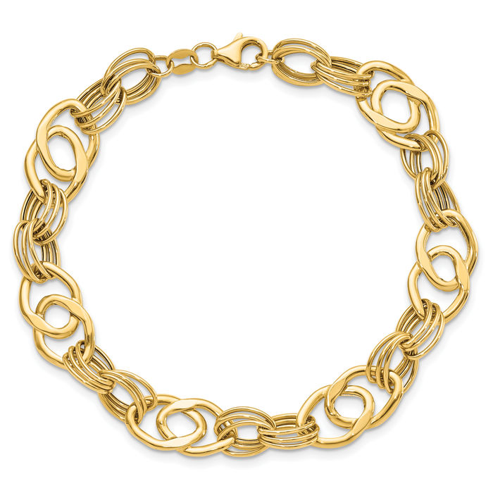 14K Solid Yellow Gold Link Chain Bracelet